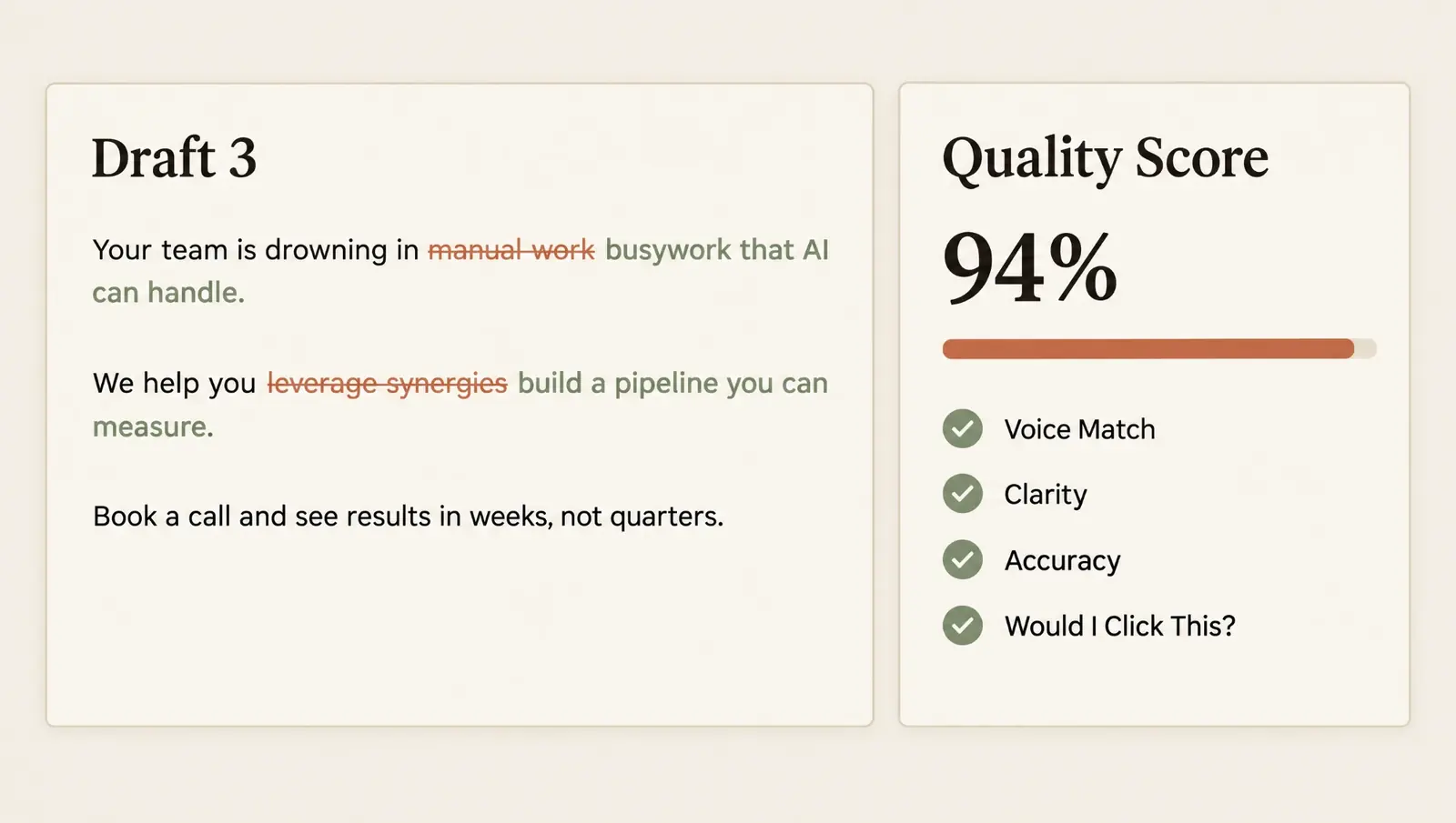 Draft with tracked edits and a quality score