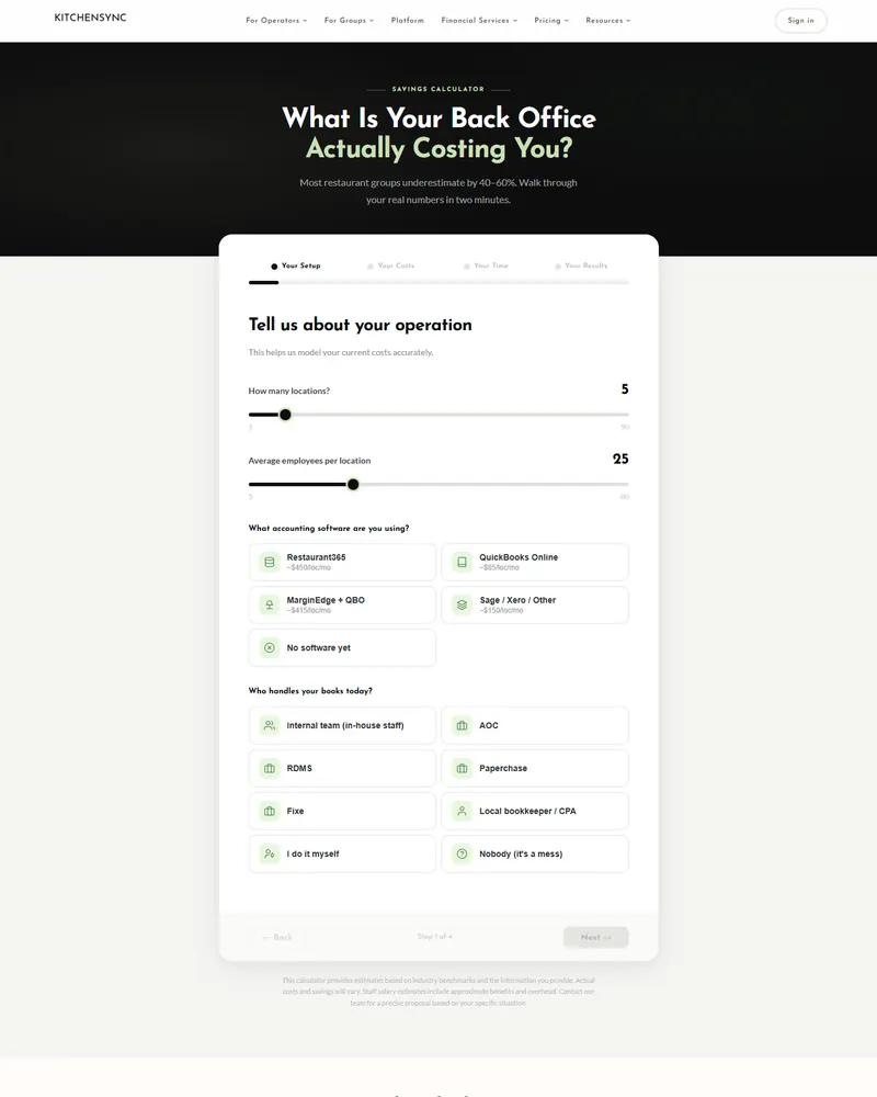 Interactive pricing calculator showing industry comparison and annual savings